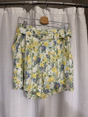 Abercrombie & Fitch Floral Linen-Blend Shorts in Yellow, Green & Blue